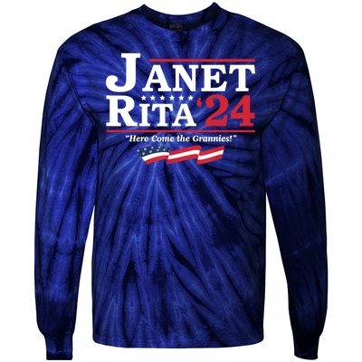 Janet And Rita For President 2024 Here Come The Grannies 24 Tie-Dye Long Sleeve Shirt