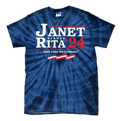 Janet And Rita For President 2024 Here Come The Grannies 24 Tie-Dye T-Shirt