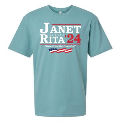 Janet And Rita For President 2024 Here Come The Grannies 24 Sueded Cloud Jersey T-Shirt