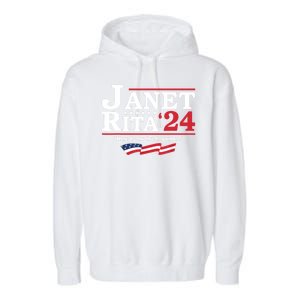 Janet And Rita For President 2024 Here Come The Grannies 24 Garment-Dyed Fleece Hoodie