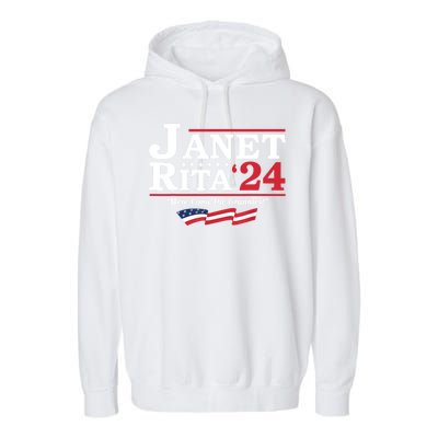 Janet And Rita For President 2024 Here Come The Grannies 24 Garment-Dyed Fleece Hoodie