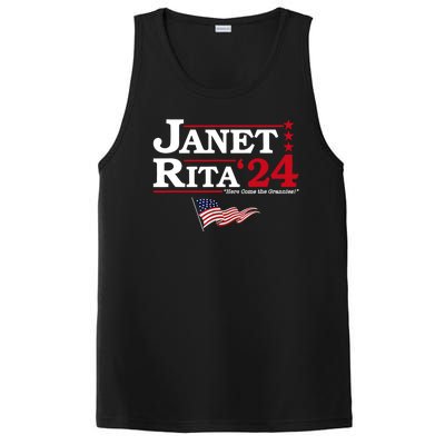 Janet And Rita 2024 Here Come The Grannies Usa Flag 4th July PosiCharge Competitor Tank