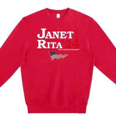 Janet And Rita 2024 Here Come The Grannies Usa Flag 4th July Premium Crewneck Sweatshirt