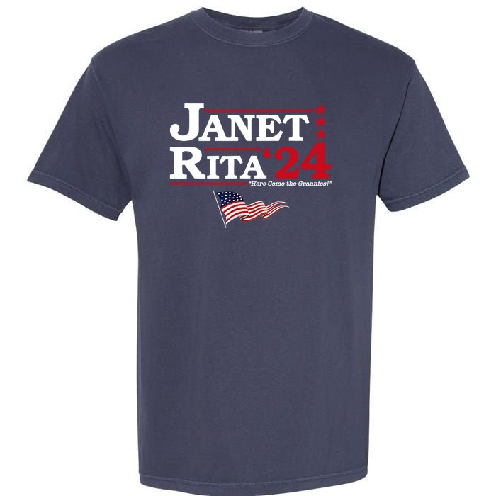 Janet And Rita 2024 Here Come The Grannies Usa Flag 4th July Garment-Dyed Heavyweight T-Shirt