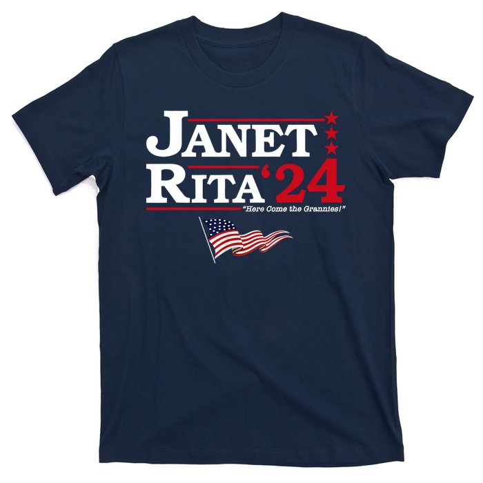 Janet And Rita 2024 Here Come The Grannies Usa Flag 4th July T-Shirt