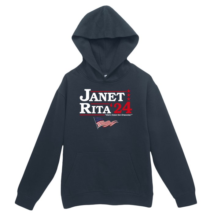 Janet And Rita 2024 Here Come The Grannies Usa Flag 4th July Urban Pullover Hoodie