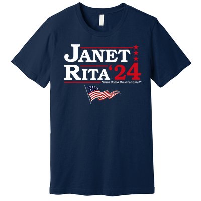 Janet And Rita 2024 Here Come The Grannies Usa Flag 4th July Premium T-Shirt