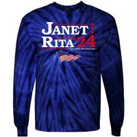 Janet And Rita 2024 Here Come The Grannies Usa Flag 4th July Tie-Dye Long Sleeve Shirt