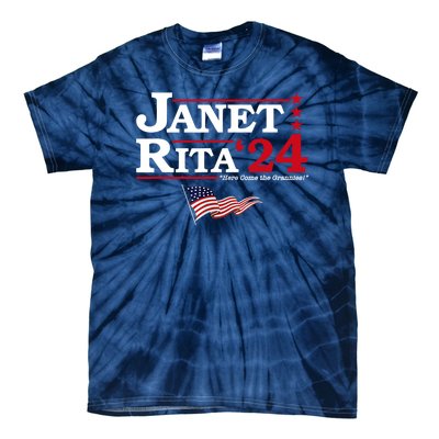 Janet And Rita 2024 Here Come The Grannies Usa Flag 4th July Tie-Dye T-Shirt