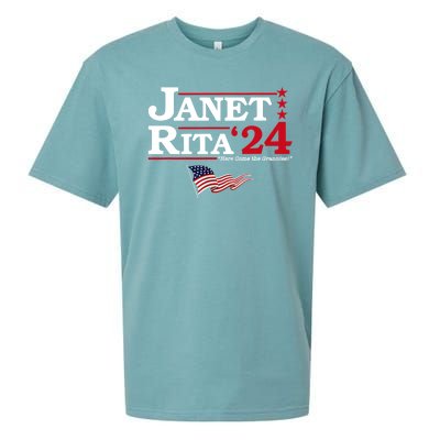 Janet And Rita 2024 Here Come The Grannies Usa Flag 4th July Sueded Cloud Jersey T-Shirt