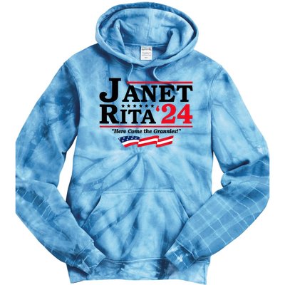 Janet And Rita For President 2024 Here Come The Grannies 24s Tie Dye Hoodie