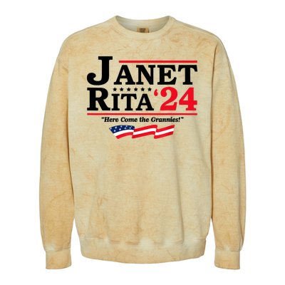 Janet And Rita For President 2024 Here Come The Grannies 24s Colorblast Crewneck Sweatshirt