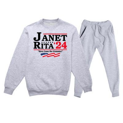 Janet And Rita For President 2024 Here Come The Grannies 24s Premium Crewneck Sweatsuit Set