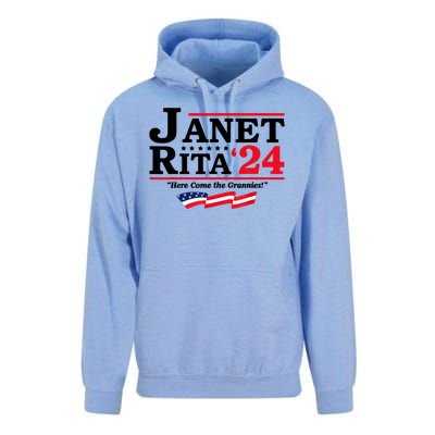 Janet And Rita For President 2024 Here Come The Grannies 24s Unisex Surf Hoodie