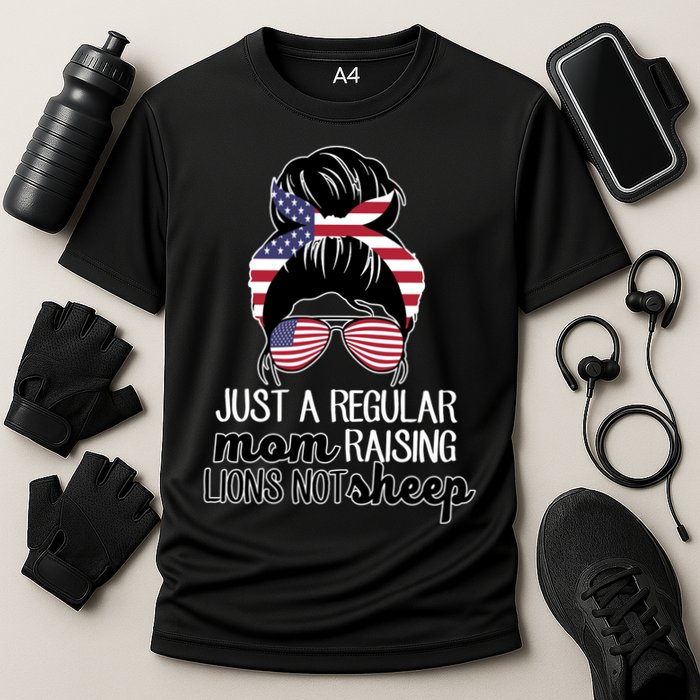 Just A Regular Mom Raising Lions Not Sheep Cooling Performance Crew T-Shirt
