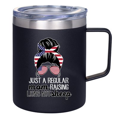 Just A Regular Mom Raising Lions Not Sheep 12oz Stainless Steel Coffee Mug