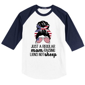 Just A Regular Mom Raising Lions Not Sheep Baseball Sleeve Shirt