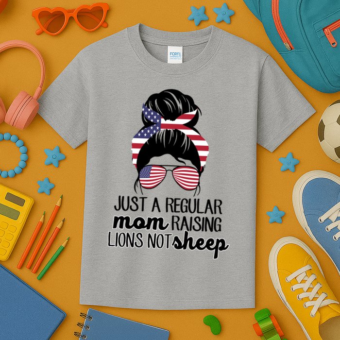 Just A Regular Mom Raising Lions Not Sheep Kids T-Shirt