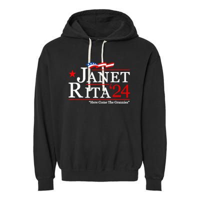 Janet And Rita For President 2024 Garment-Dyed Fleece Hoodie