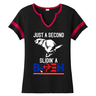 Just A Second Slidin' A Biden Ladies Halftime Notch Neck Tee