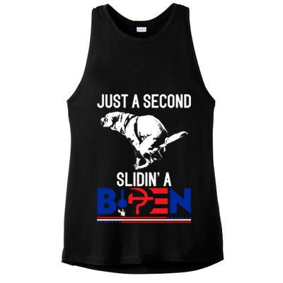 Just A Second Slidin' A Biden Ladies PosiCharge Tri-Blend Wicking Tank