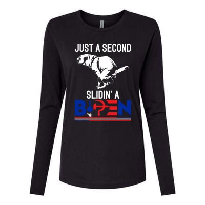 Just A Second Slidin' A Biden Womens Cotton Relaxed Long Sleeve T-Shirt