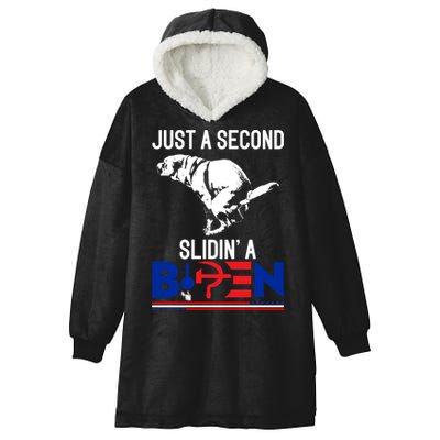 Just A Second Slidin' A Biden Hooded Wearable Blanket