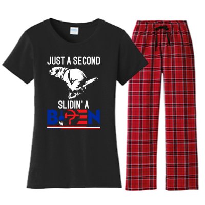 Just A Second Slidin' A Biden Women's Flannel Pajama Set