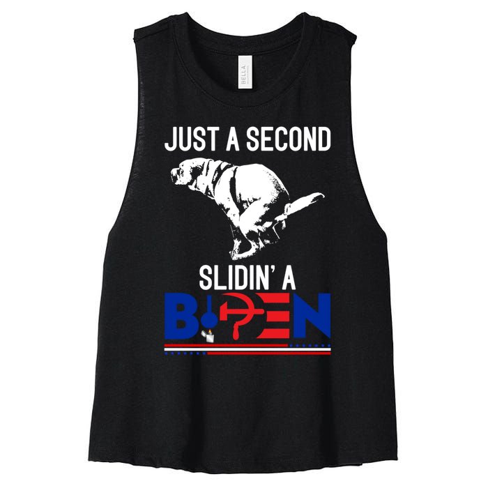 Just A Second Slidin' A Biden Women's Racerback Cropped Tank