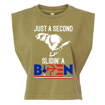 Just A Second Slidin' A Biden Garment-Dyed Women's Muscle Tee