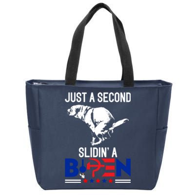 Just A Second Slidin' A Biden Zip Tote Bag