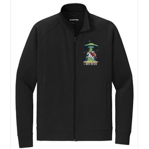 Jesus And Santa Riding On Unicorn Christmas Alien Ufo Believe Gift Stretch Full-Zip Cadet Jacket