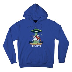 Jesus And Santa Riding On Unicorn Christmas Alien Ufo Believe Gift Hoodie