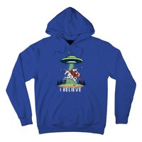 Jesus And Santa Riding On Unicorn Christmas Alien Ufo Believe Gift Hoodie