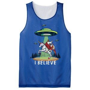 Jesus And Santa Riding On Unicorn Christmas Alien Ufo Believe Gift Mesh Reversible Basketball Jersey Tank