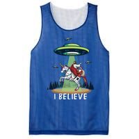 Jesus And Santa Riding On Unicorn Christmas Alien Ufo Believe Gift Mesh Reversible Basketball Jersey Tank