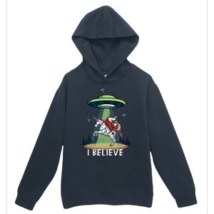 Jesus And Santa Riding On Unicorn Christmas Alien Ufo Believe Gift Urban Pullover Hoodie