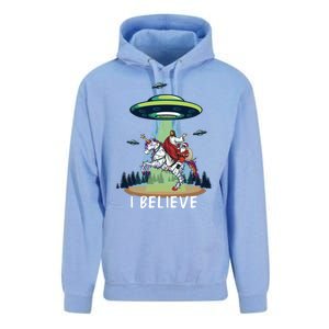 Jesus And Santa Riding On Unicorn Christmas Alien Ufo Believe Gift Unisex Surf Hoodie