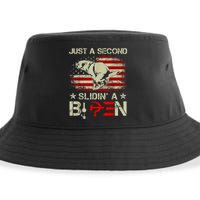 Just A Second Slidin A Biden Funny Saying Biden President Sustainable Bucket Hat