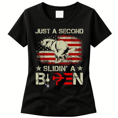 Just A Second Slidin A Biden Funny Saying Biden President Womens T-Shirt