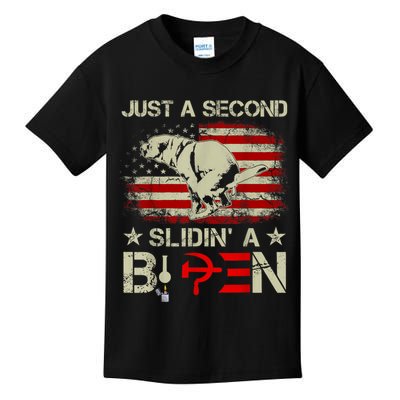 Just A Second Slidin A Biden Funny Saying Biden President Kids T-Shirt