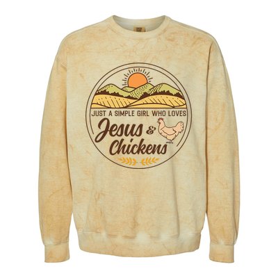 Just A Simple Girl Who Loved Jesus And Chickens Christian Colorblast Crewneck Sweatshirt