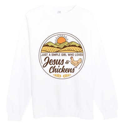 Just A Simple Girl Who Loved Jesus And Chickens Christian Premium Crewneck Sweatshirt