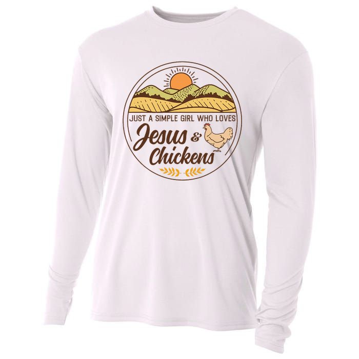 Just A Simple Girl Who Loved Jesus And Chickens Christian Cooling Performance Long Sleeve Crew