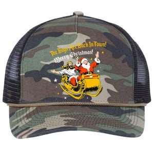 Jesus And Santa Claus The Are Back In A Town Christmas Retro Rope Trucker Hat Cap