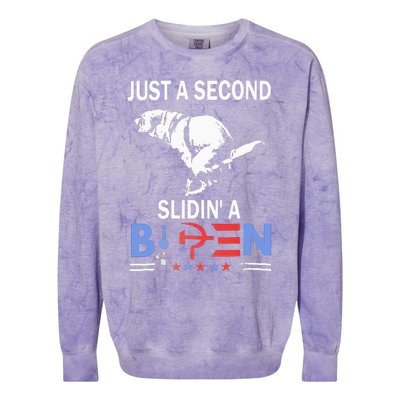 Just A Second Slidin A Biden Colorblast Crewneck Sweatshirt