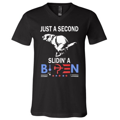 Just A Second Slidin A Biden V-Neck T-Shirt