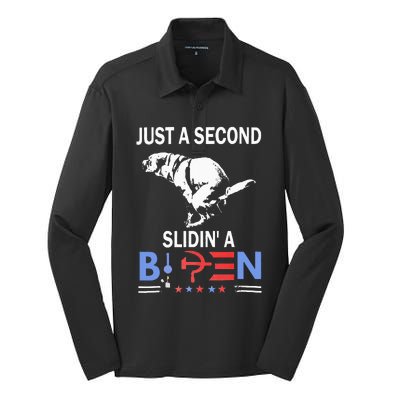 Just A Second Slidin A Biden Silk Touch Performance Long Sleeve Polo