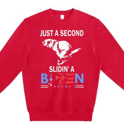 Just A Second Slidin A Biden Premium Crewneck Sweatshirt