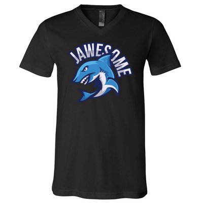 JaweSome Angry Shark V-Neck T-Shirt